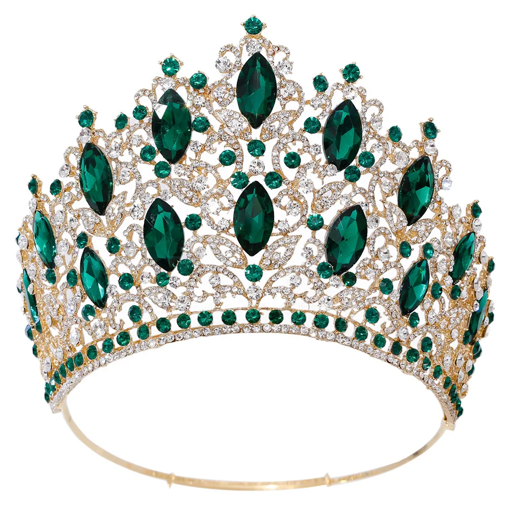 Luxury Crystal Bride Crown Adjustable Size Large World Beauty Queen High-End Custom Stage Show Concept Headband Accessories