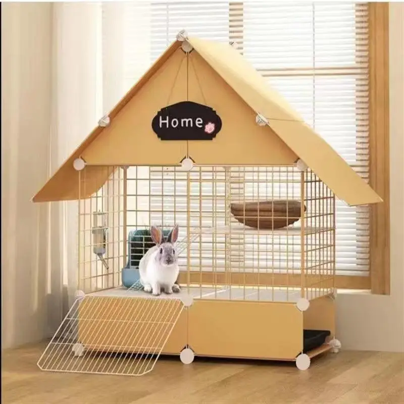 Small Pet Home Cage Guinea Pig Hamster Extra Large Villa with Tray Anti-Spray Urine