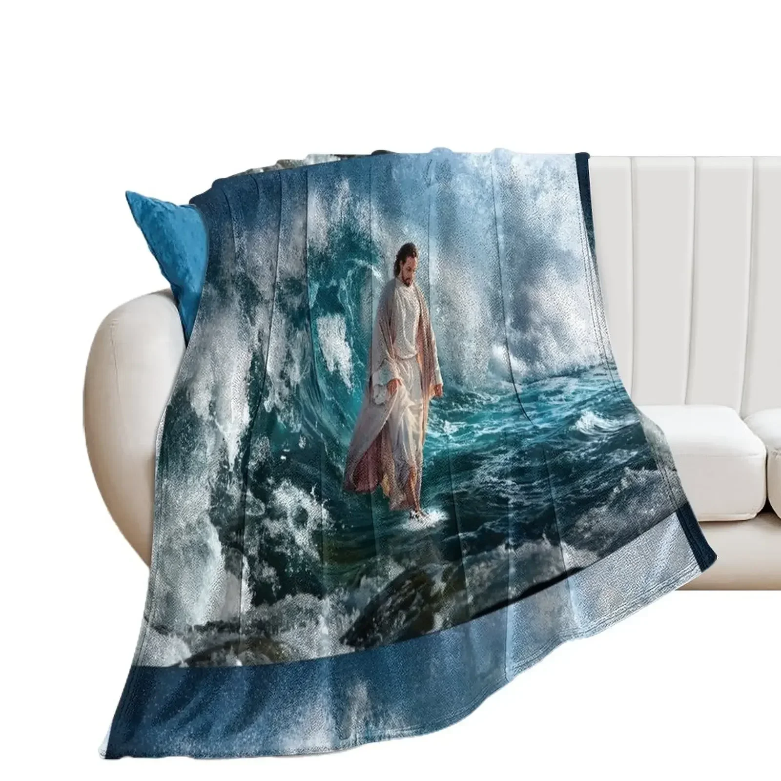 

Jesus Walking on The Sea Throw Blanket Plush decorative Decoratives Blankets