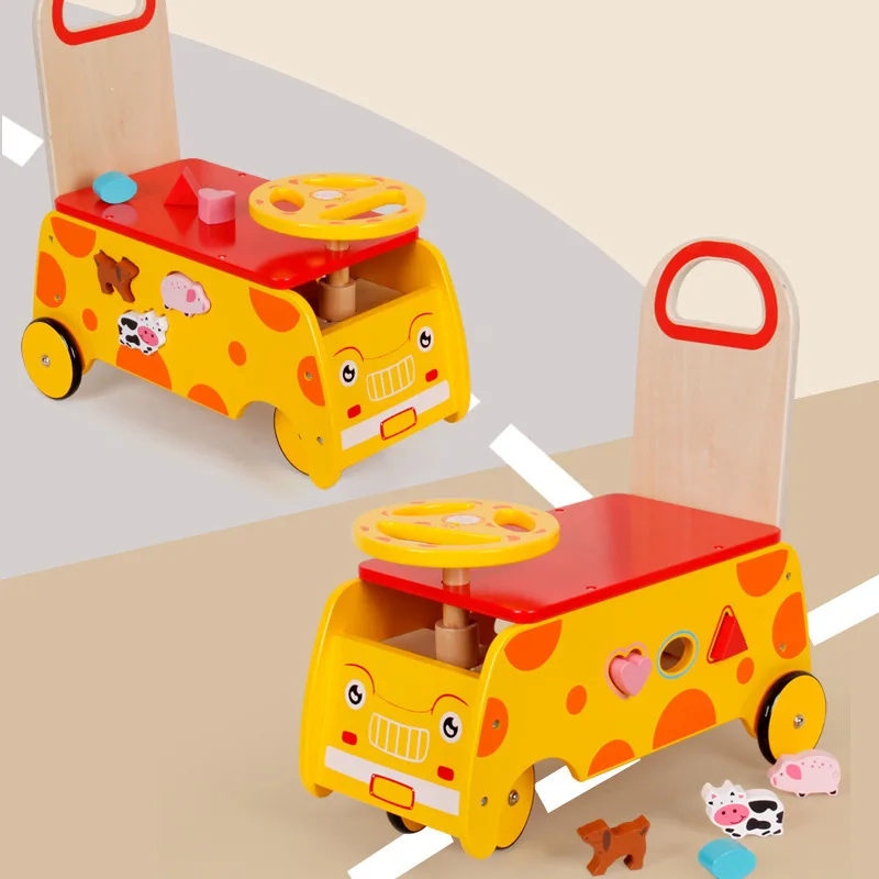 Holz multifunktion ale Baby Kleinkind Giraffe Kinderwagen Walker Kind Baby Spielzeug Baustein passenden Spielzeug für Kinder