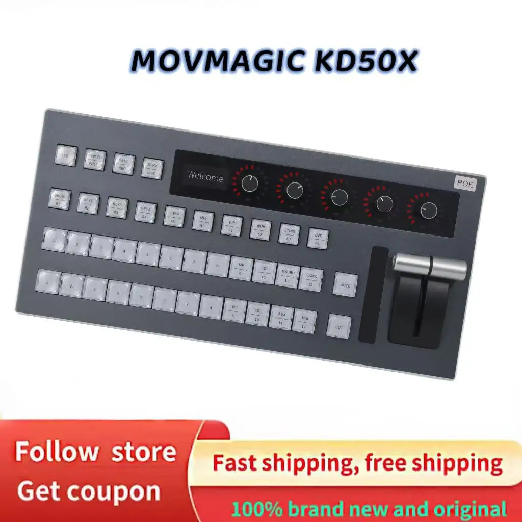 MOVMAGIC KD50X 12-Channel T-Bar Video Switcher Keyboard for Live Streaming Studio ATEM VMIX OBS Multi-Functional Control with 24