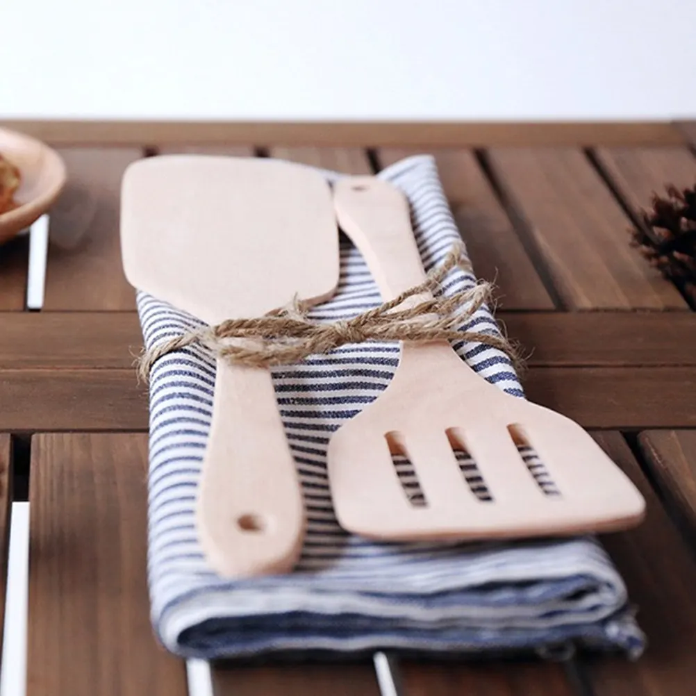 

Beech Wood Cooking Spatula Natural Non-Stick Kitchen Tool Heat Resistant Wooden Shovel For Frying Turner Slotted Design