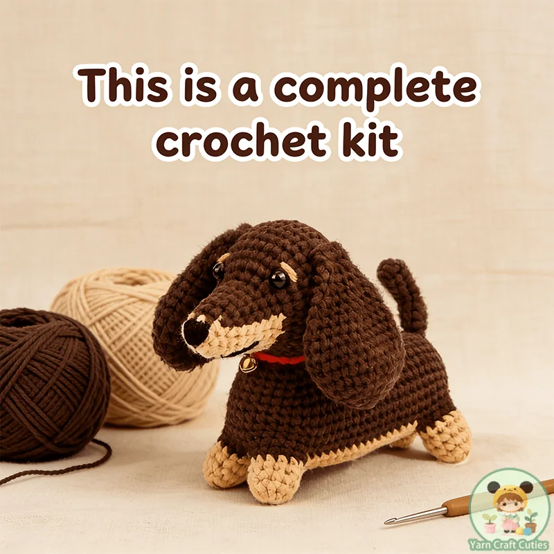 1pc/ Set. A Crochet Material Kit Featuring a Cute Brown Terrier Dog. Suitable for Beginners. Comes with a Step-by-step Video Tutorial. Includes a Paper Basic Tutorial and English Instruction Manual. Suitable for School Bag Decorations