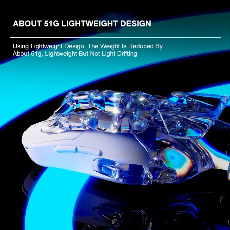 SEJISHI AJ199 MAX PAW 3395 ماوس ألعاب لاسلكي 3 أوضاع 2.4G ماوس سلكي قابل لإعادة الشحن USB ماوس ألعاب أبيض كمبيوتر كمبيوتر محمول