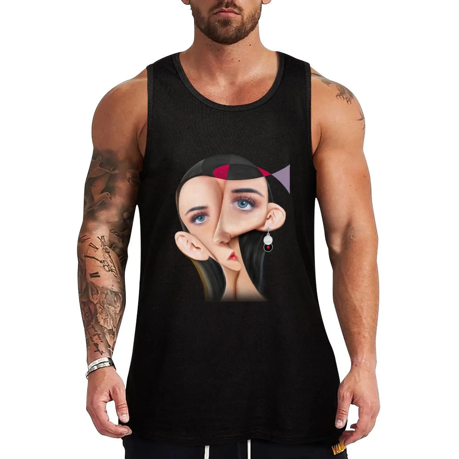 

Cubic Woman Portrait 2 Tank Top sports vest gym clothes men cotton t-shirts man Clothing