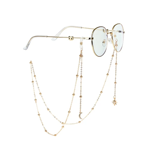 Moda arco gafas de sol máscara colgante cadena letras bohemias mariposa concha estrellas Luna gafas cadena cordón joyería para mujeres