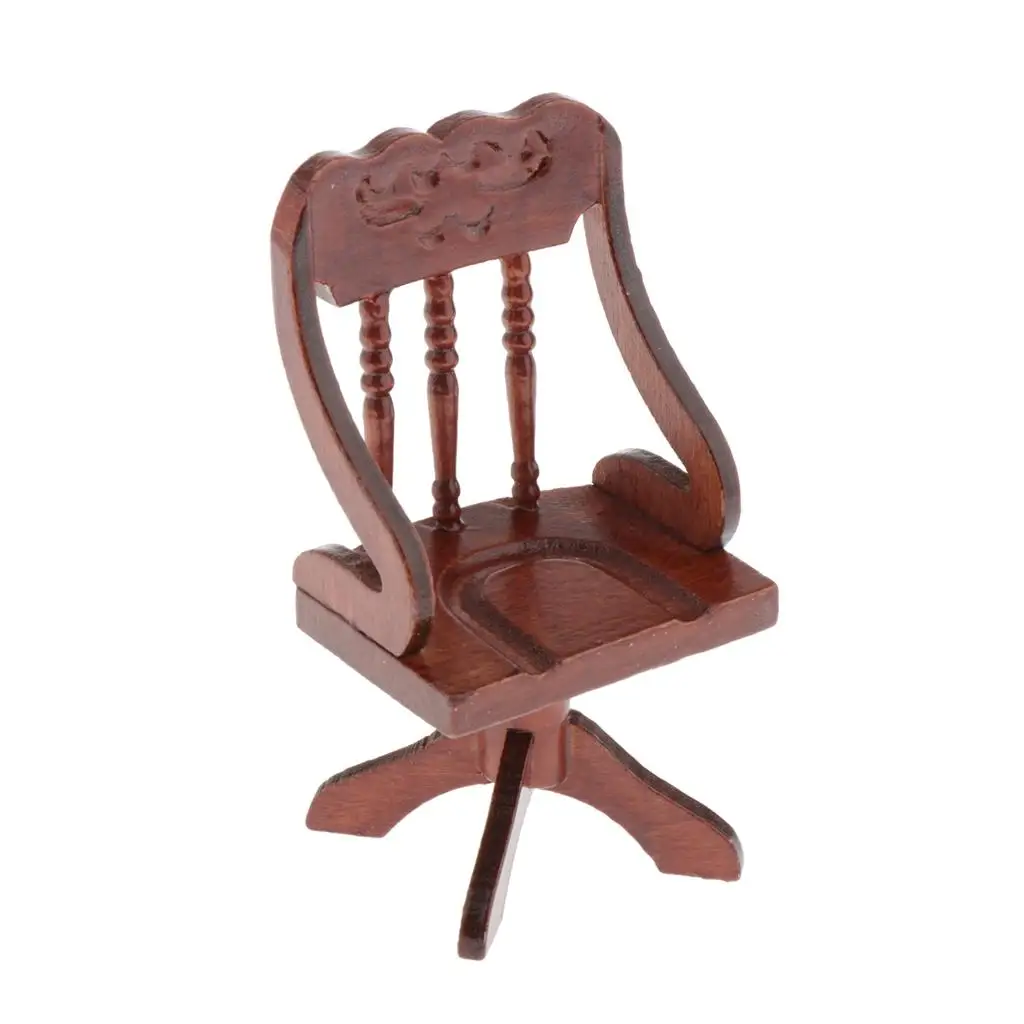 

1 12 Scale Dollhouse Furniture Wooden Desk and Chair Set Miniature Office Decor for Dollhouse Workspace