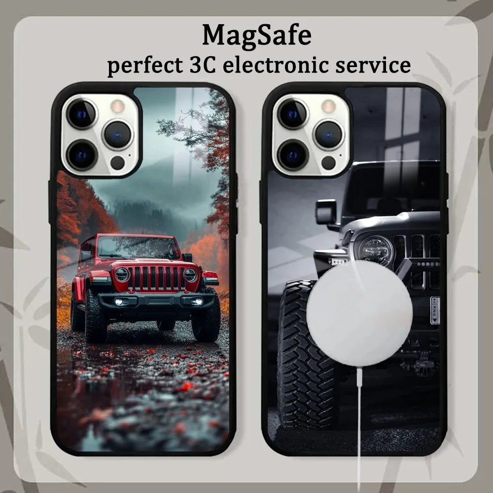 Cool Jeeps Off-road SUV Phone Case For iPhone 16 15 14 13 12 11 Pro Max Plus Mini Magsafe Mirror Wireless Magnetic Cover