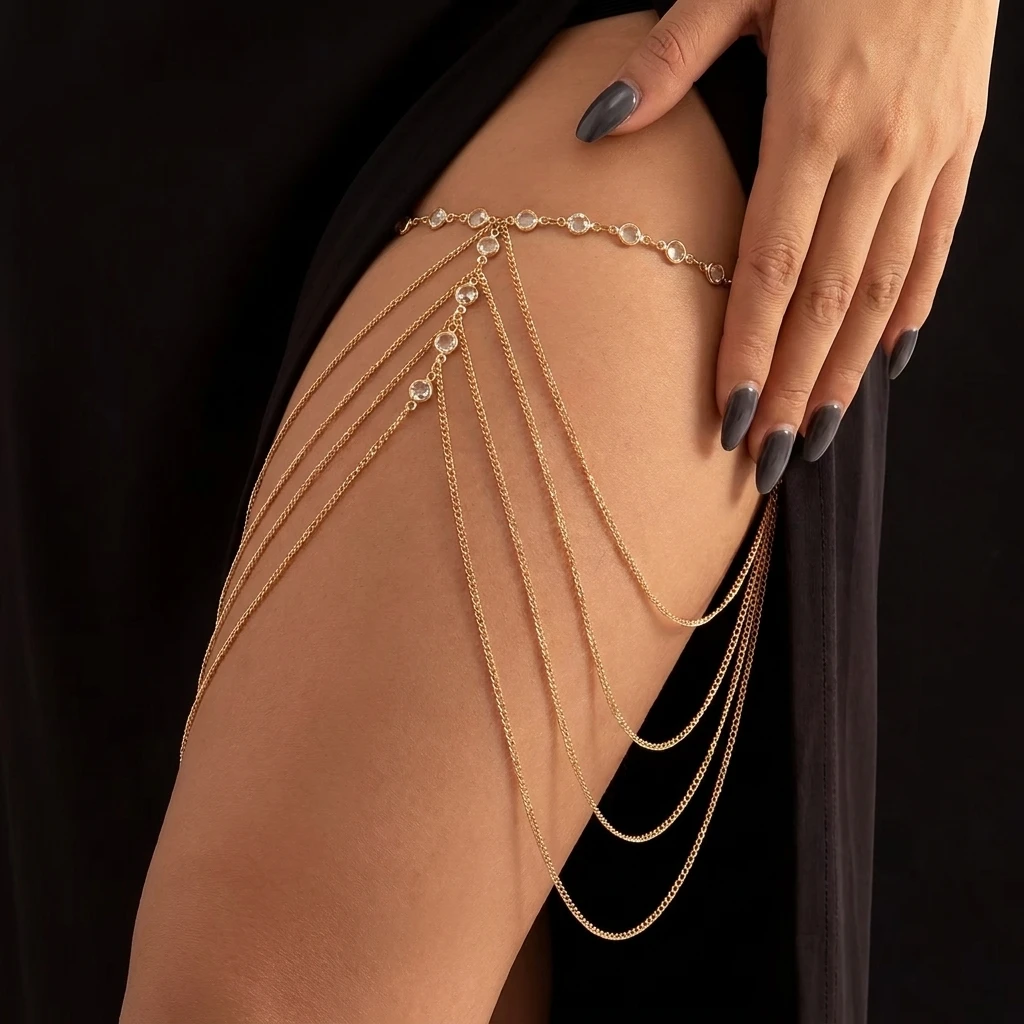 Sexy Crystal Bead Multilayer L - Body Jewelry Leg Chain ulasan dan harga
