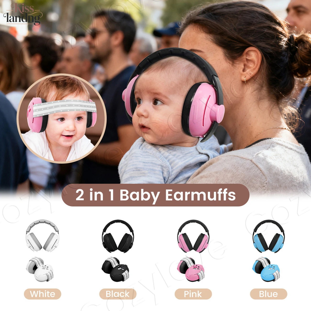 2-in-1 Baby Noise Cancelling Earmuffs, Adjustable for Ages 0-3 for Travel, Sleep & Loud Events Protection