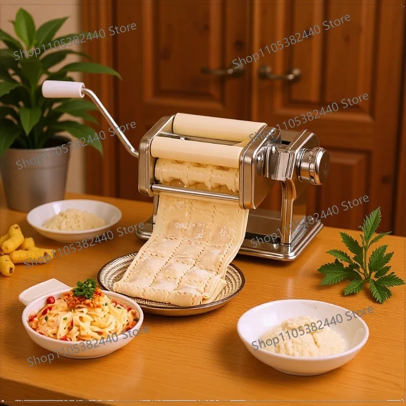 150mm Manual Pasta & Dumpling Maker Machine, Hand Crank Noodle Press for Home Kitchen