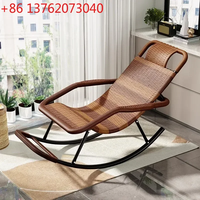

Lunch Break Recliner Rattan Rocking Chair Sofa Lazy Chair for The Elderly Balcony Home Leisure Outdoor Adult Lounge Armchair