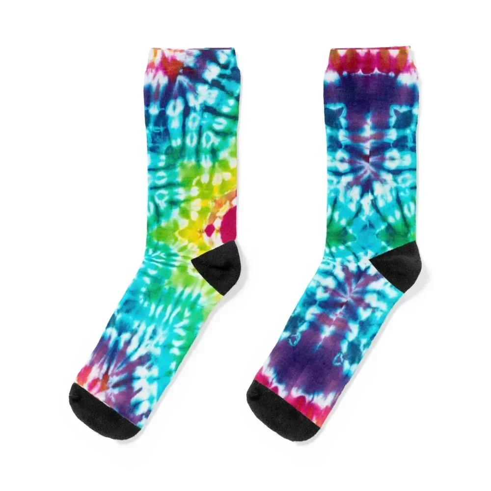 Striking Aqua, Green and Red Star Shape Tie Dye Print Socks winter anti-slip sports stockings Men's Socks Women's