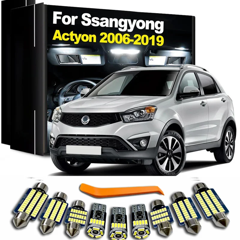LED Bulb Interior Dome Map Plate Light Kit For Ssangyong Actyon Actyon Sports 2006- 2015 2016 2017 2018 2019 Accessories