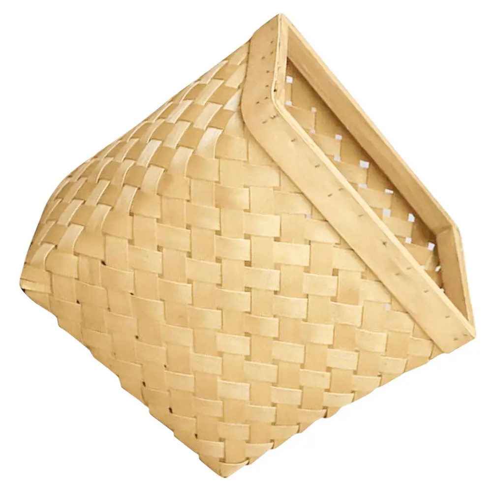 

Woodchip Woven Storage Basket Vintage Japanese Style Trash Can Decorative Waste Bin for Living Room Bedroom Office Home Beige
