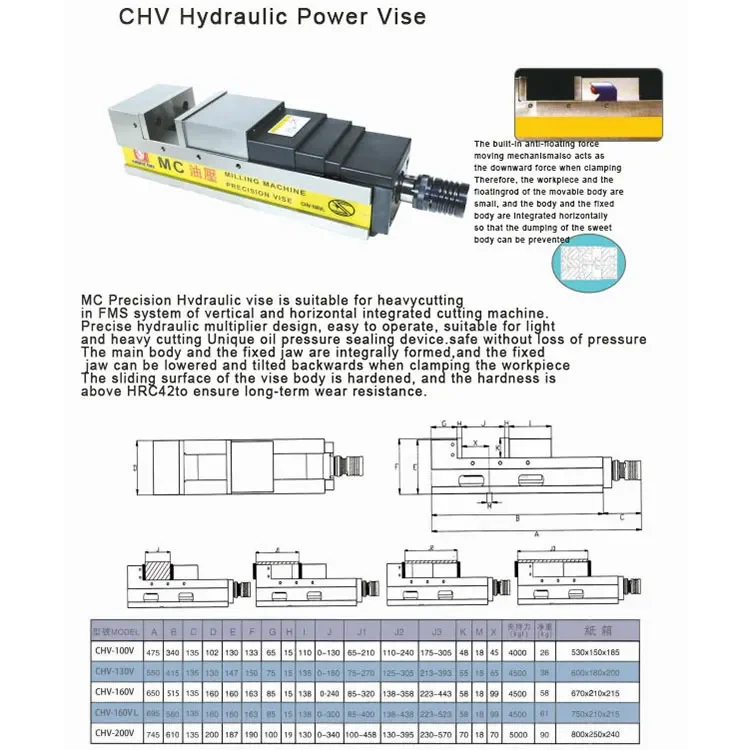 CHV-130V Precision MC hydraulic vise  for cnc milling machine