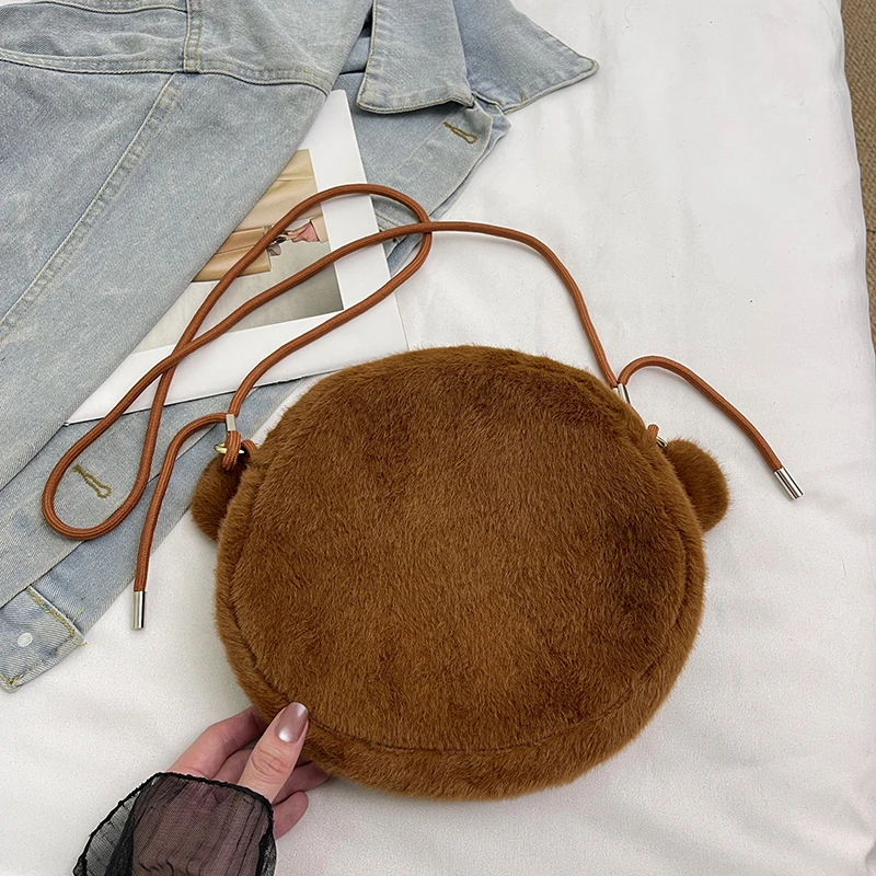 أزياء الجدة الفتيات لطيف القرد أفخم حقيبة كتف صغيرة فروي الهاتف Crossbody محفظة لينة الكرتون الحيوان المرأة حقيبة ساعي