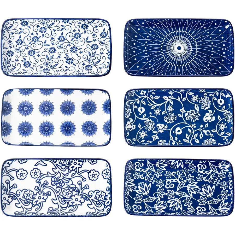 

Набор прямоугольных сервировочных тарелок, 8-дюймовые керамические обеденные тарелки, прямоугольные сервировочные подносы для суши, салата, десерта, пасты, закусок Ov