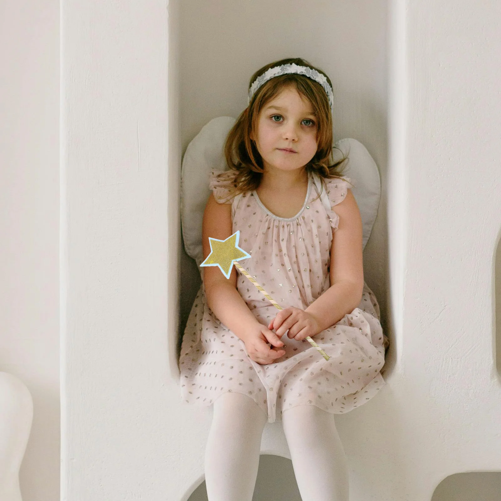 

Тюлевой плащ феи с небесно-голубыми блестками, сверкающая звезда, палочка на Хэллоуин, Рождество, накидка принцессы, детский праздничный карнавальный костюм