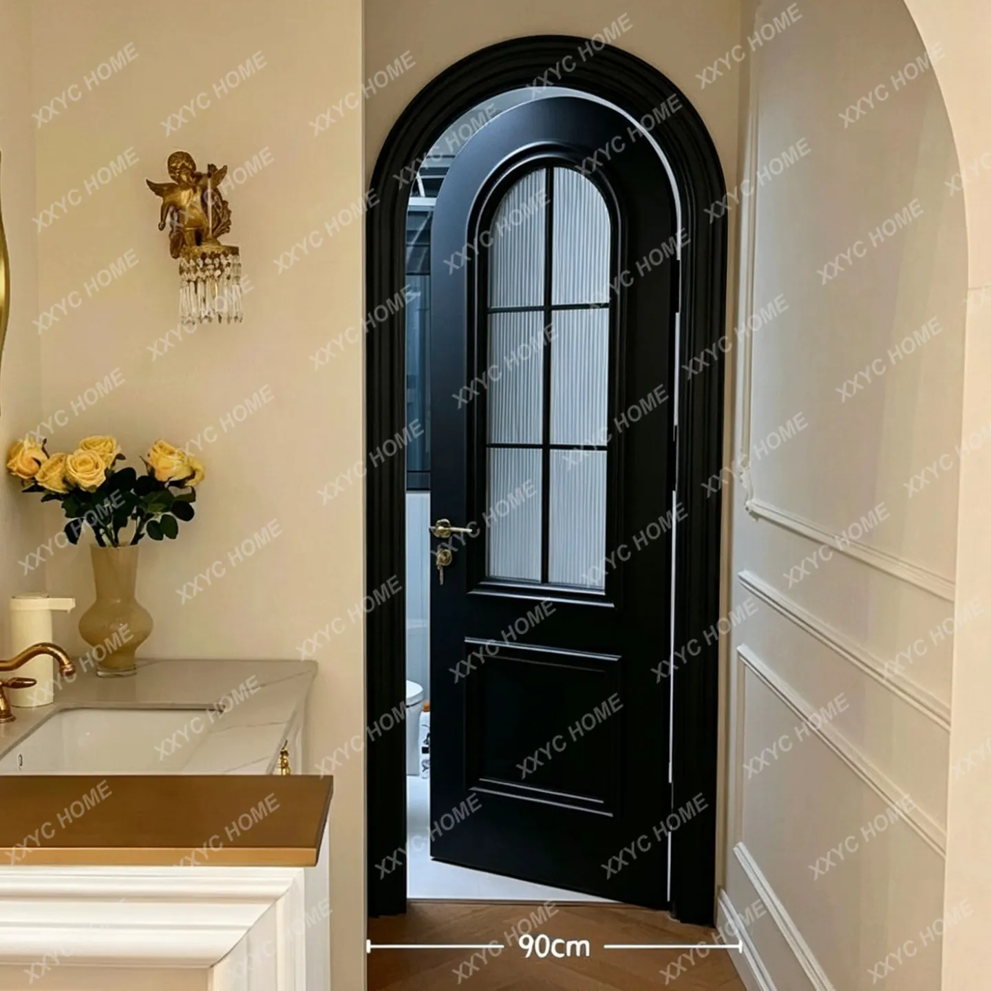 Arched Arc Door Bedroom Room Door Solid Wood Composite Paint Arc Door Household