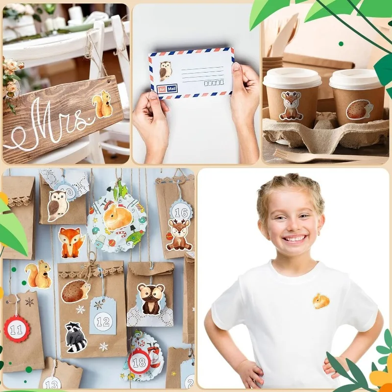 500Pcs /1 Rolls 2.5cm/1inch animals Shaped Sticker Decoration Gift Box Sticker Label Stationery Sticker