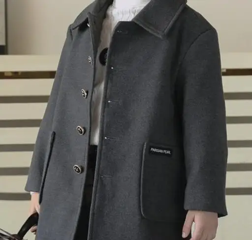 Boys British Style Winter Wool Coat Kids Windproof Outdoor Birthday Party Long Jacket Children Photography Woolen Coat 3-15Y 5