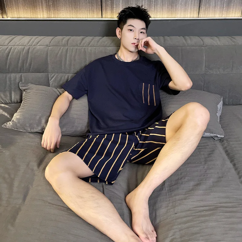 

Sleepwear Men's Clothing Suits Summer Thin Home Soft Simple Cozy Loose Slim Casual Temperament High Quality Casual Breathable