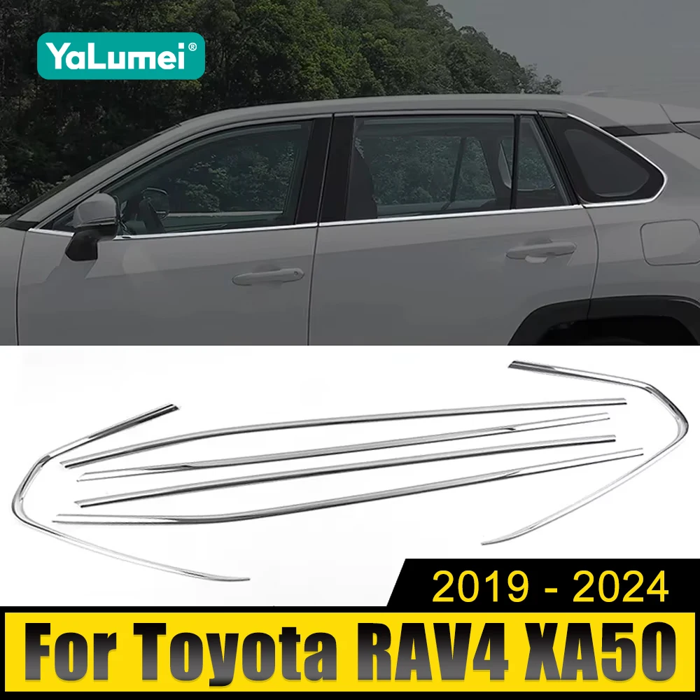 

For Toyota RAV4 XA50 2019 2020 2021 2022 2023 2024 RAV 4 Hybrid Car Window Frame Trim Strips Stainless Steel Accessories