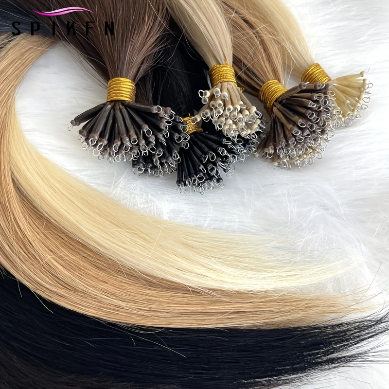 

Nano Ring Hair Extensions Human Hair 12-20 Inches Straight Nano Human Hair Extensions With Nano Beads 50strands/Pack