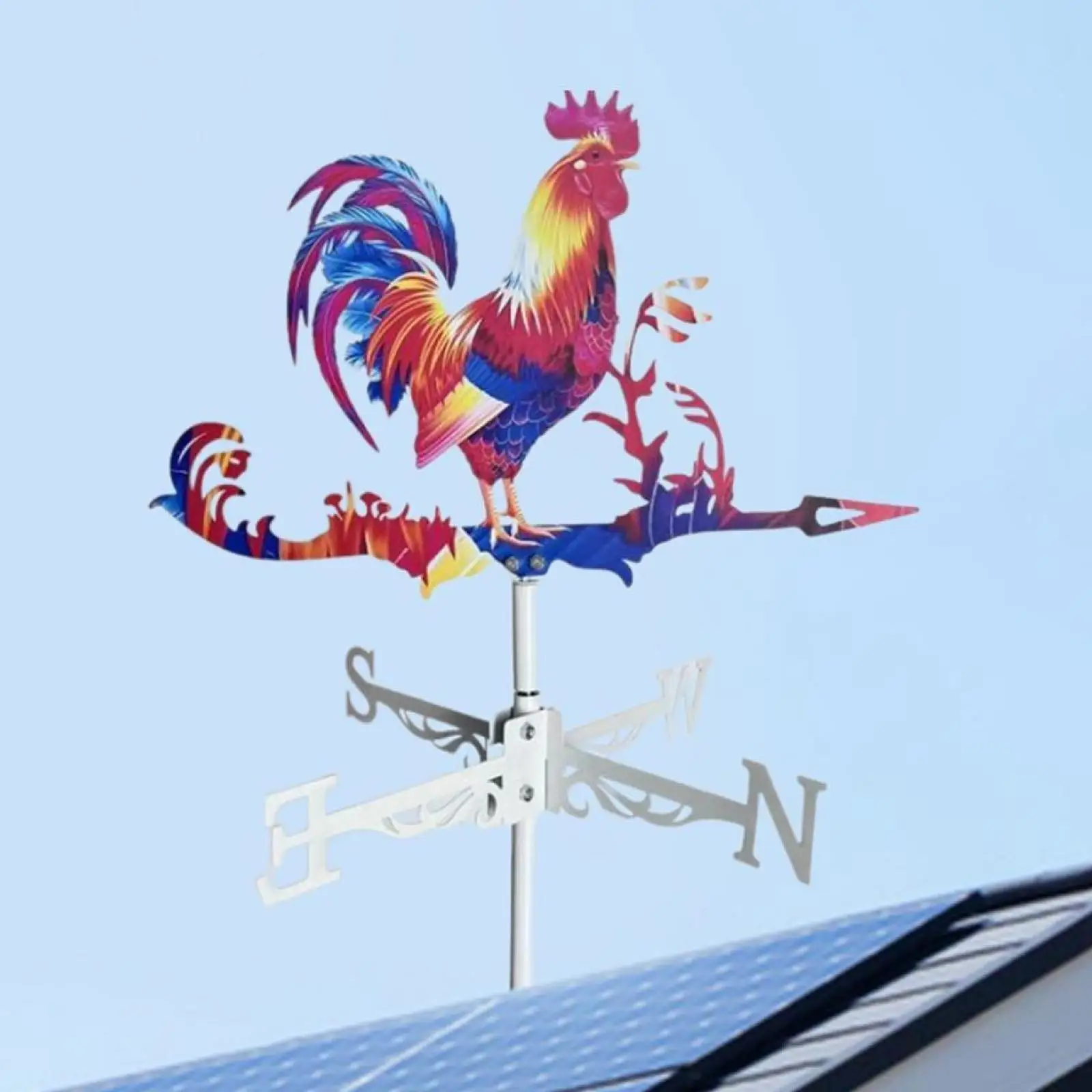 Weathervane Wind Direction Indicator Iron Ornament Multicolor Animal Weather Vane for Lawn, Garden Decor
