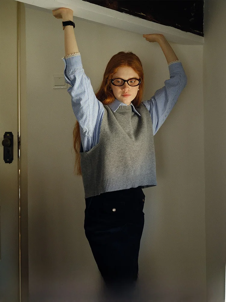 

Rina Berry Women's Basic Two-Color Versatile Autumn Vest Top Commute Sle round Ne Pure Color Chinese Production