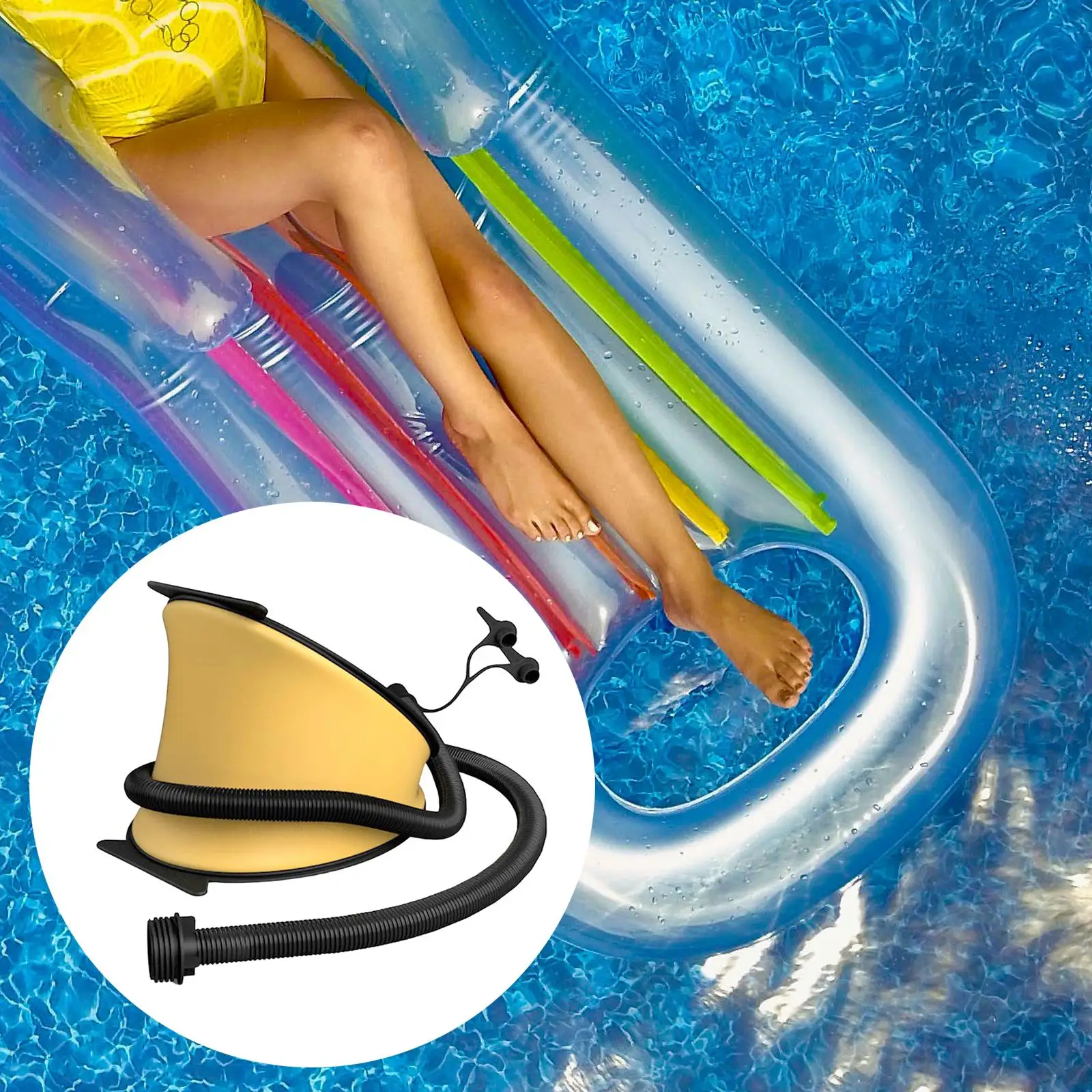 Compact Foot Pump Inflatable Floor Pumps Interchangeable Nozzle Inflator for Hiking Airbed Basketballs Kayak