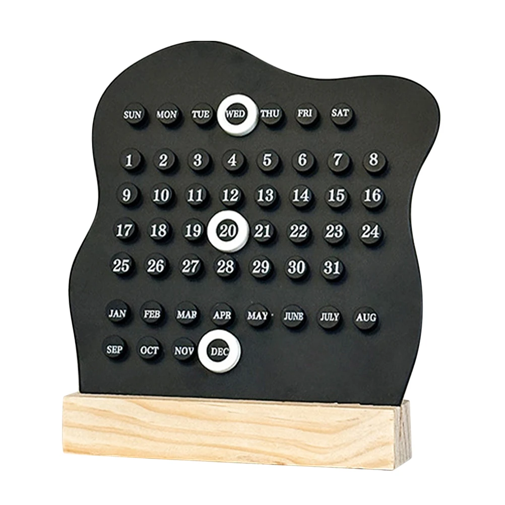 

Wooden Creative Perpetual For Home Office Decorative Desk Ornament Multi-Functional Date Display Block Desktop Small Rotating
