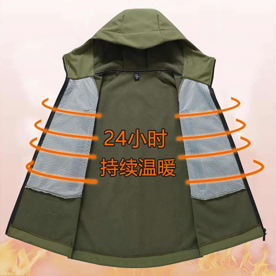 13XL Plus Size Waterproof Windbreaker Jacket Men Camp Jacket Coat Autumn Fleece Jacket Male Outerwear Outdoor - Image 3