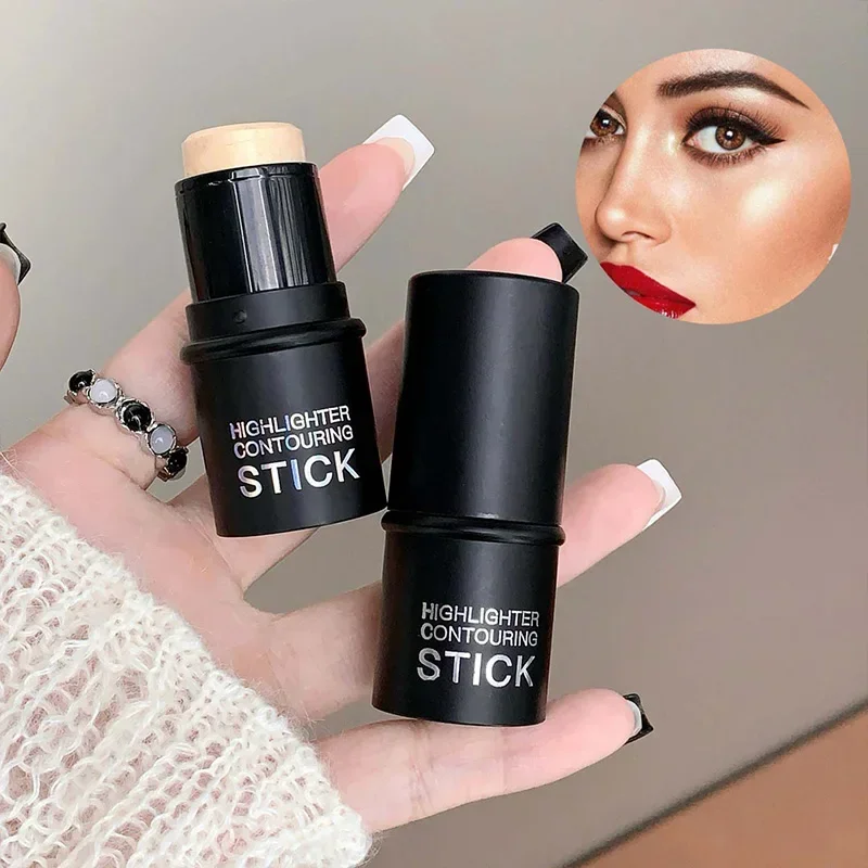 Stick contorno impermeabile, stick evidenziatore, kit contorno crema fard in stick con pennello contorno, crea contorno viso, non grasso