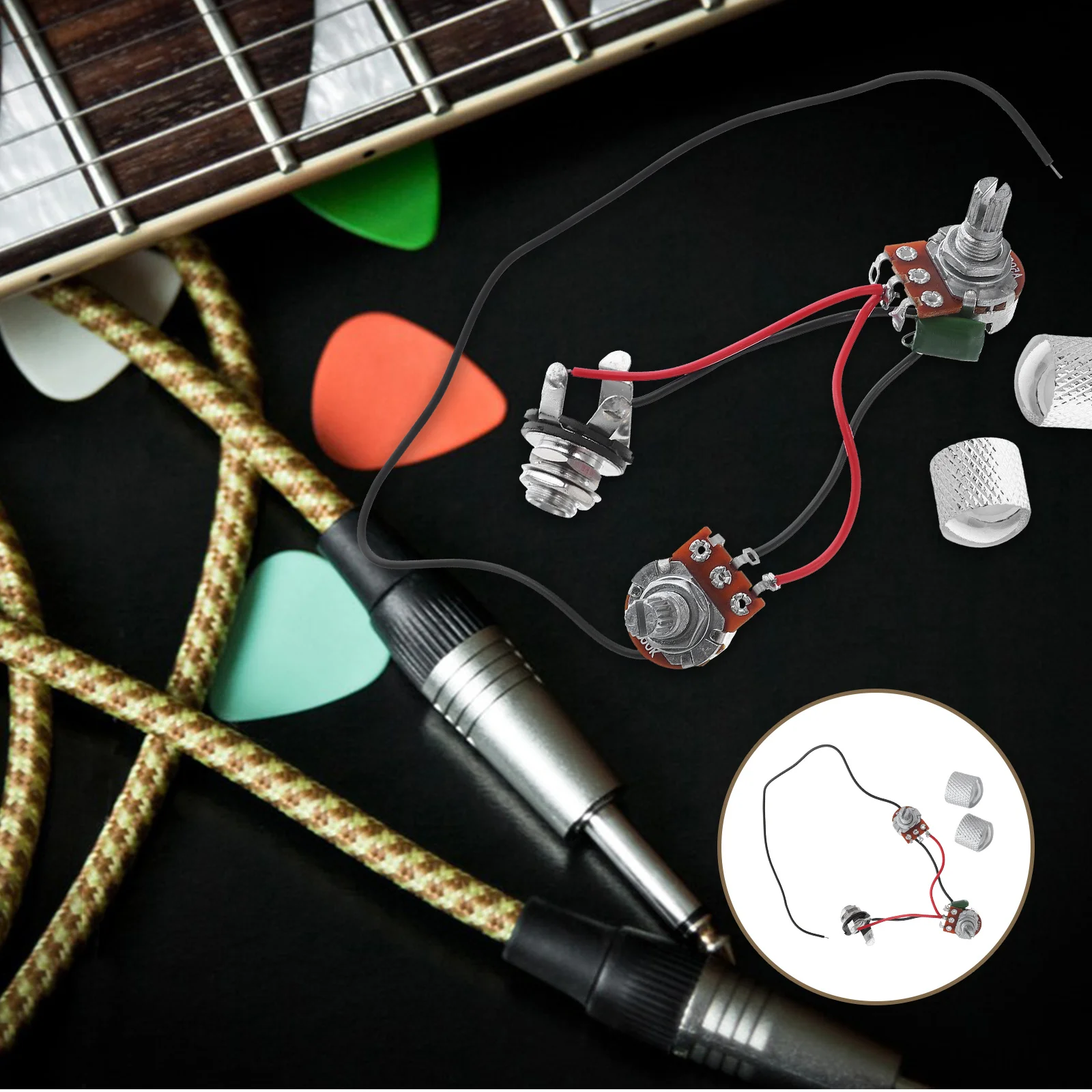 

1Set Copper Jack Guitar Potentiometer Harness Durable Metal Plastic Lightweight Wiring Harness Guitar Parts Replacement