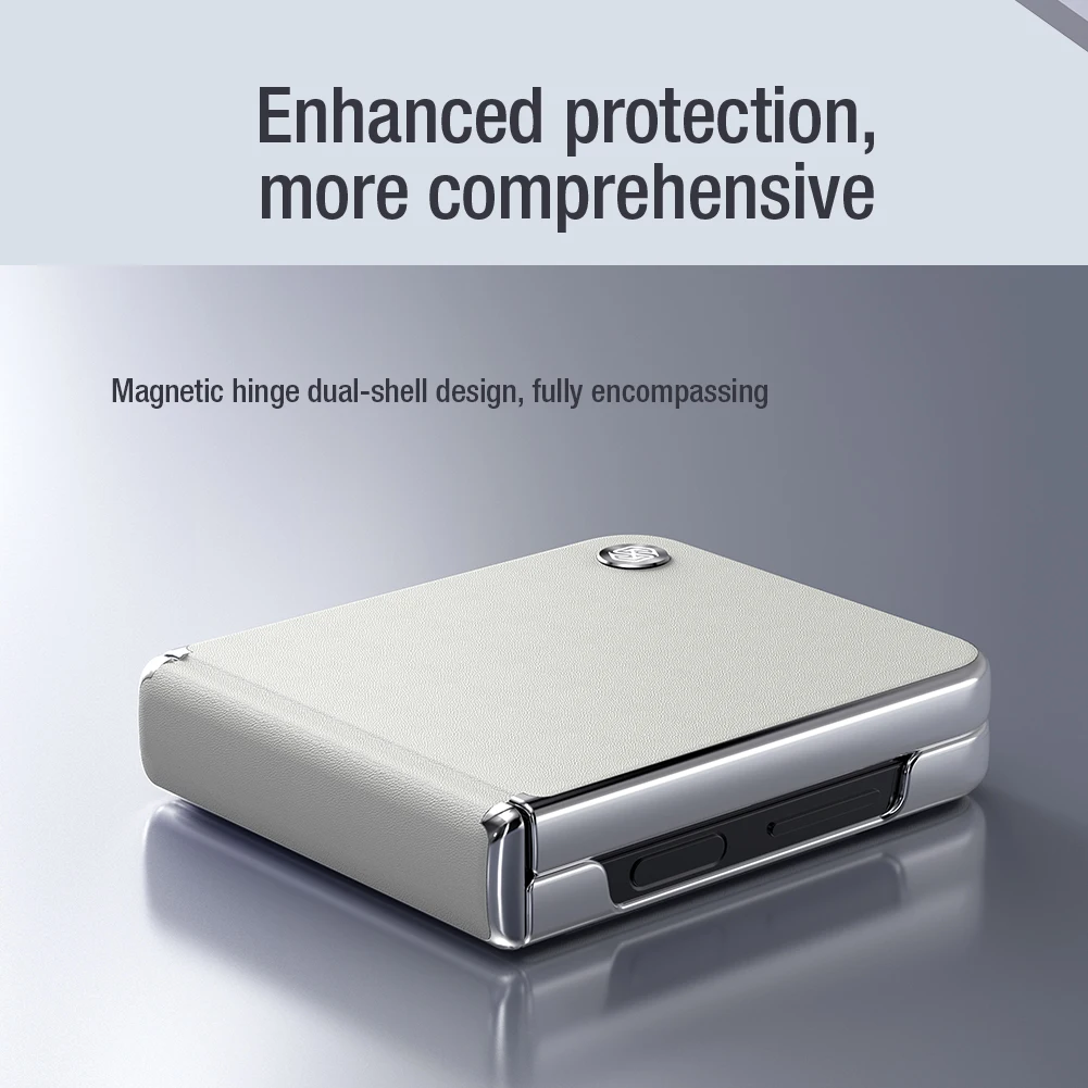 

NILLKIN For Samsung Galaxy Z Flip 7 FE Z Flip 6 5G Case Flip Leather PU Vegan Stand Soft Touch 360 Back Cover Protection