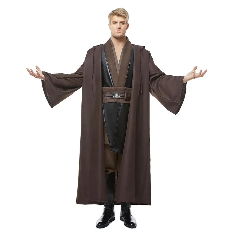 ♥ 2025 New Halloween Jedi Anakin Skywalker Cosplay Costume Brown Leather Uniform Cloak For Men Male Adult Fantasia Carniv ★☆ly99