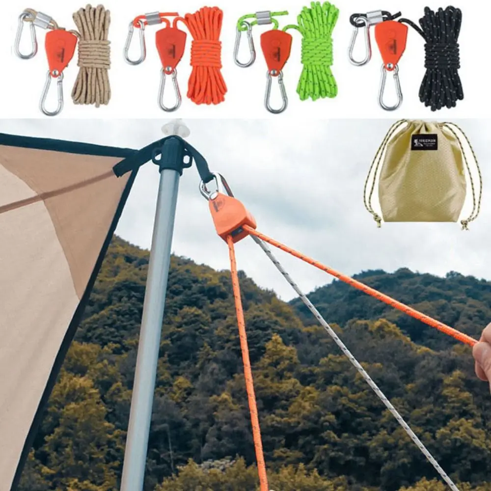 

Multicolors Windproof Pulley Ratchets with Storage Bag Outdoor Kayak Canoe Lifting Pulley 4mm*4meters