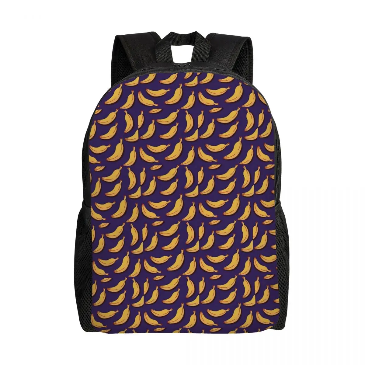 

Banana Print Backpack Yellow Purple Cute Backpacks Women Outdoor Style Large High School Bags Colorful Rucksack
