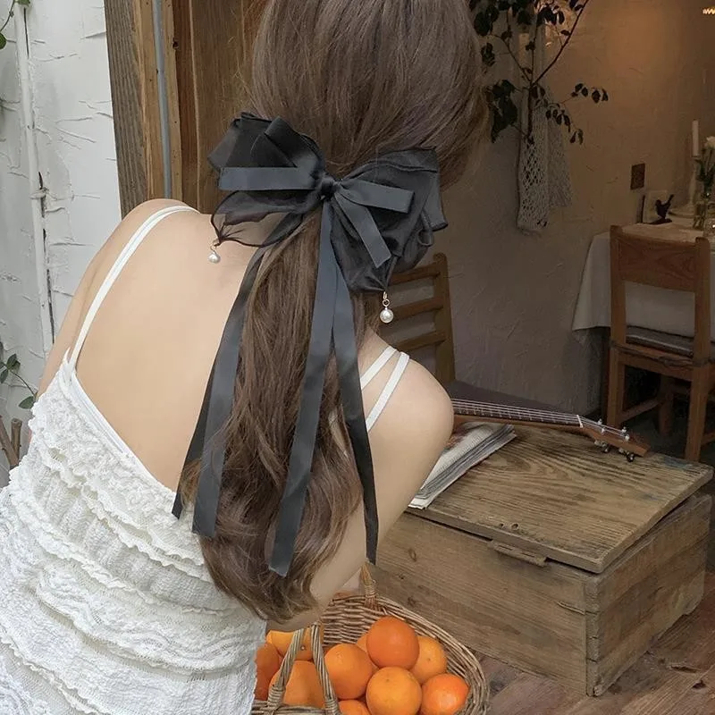 Bow Fluttering Ribbon Hair Clips Women Princess Head Cream Colourful Spring Clip Fashion Sweet Out Summer Hair Accessories