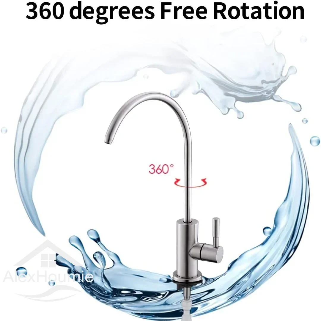 Water Purifier Faucet Kitchen 304 Stainless Steel Direct Drinking Faucet for Most Reverse Osmosis Units Water Filtration System