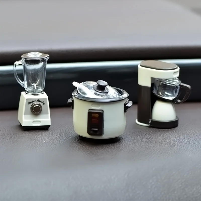 Maison de poupée Miniature, Simulation cuiseur à riz, presse-agrumes et Machine à café, modèle en plastique, accessoire de jeu de cuisine, échelle 3 pièces/ensemble 1:12