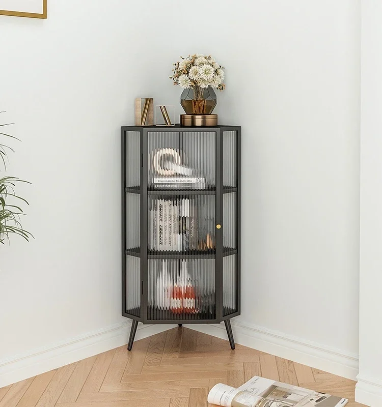 

The product can be customized.Glass corner cabinet, corner cabinet, simple living room, corner storage, triangular cabinet