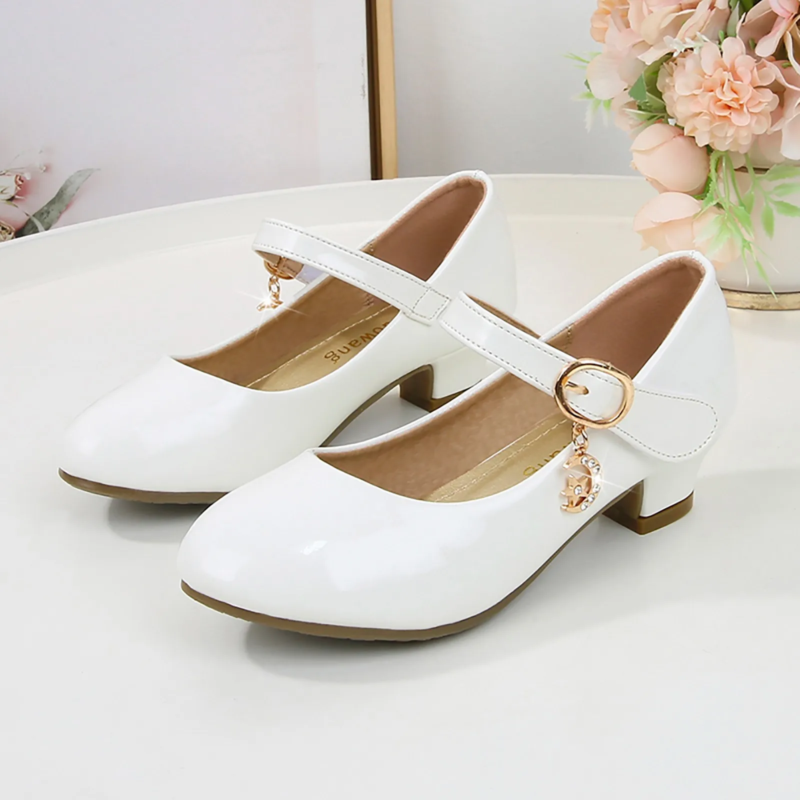 Fashion Solid Colour Girls' High Heels Children's Performance Leather Shoes Elegant Children's Princess Dress Shoes Single Shoes