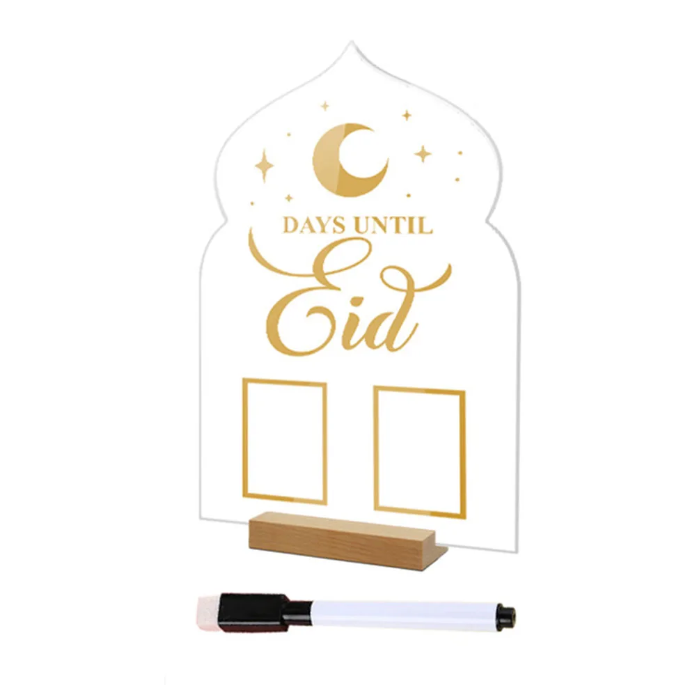 Acrylic Ramadan Countdown Calendar Board Wooden Base Household Table Eid Mubarak Party Festivals Ornament Gifts