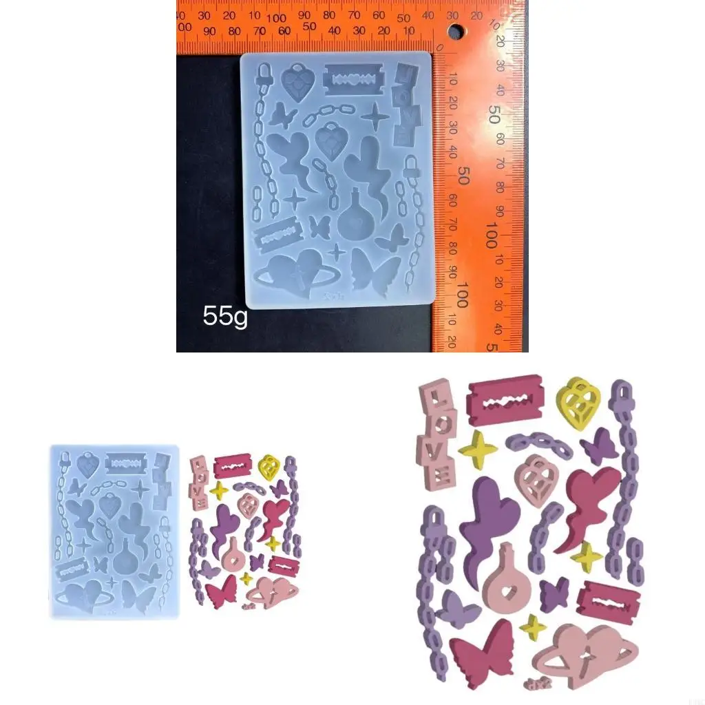 

R3MC Chain Love Butterfly Keychain Mold DIY Pendant Jewelry Epoxy Crafting Mold