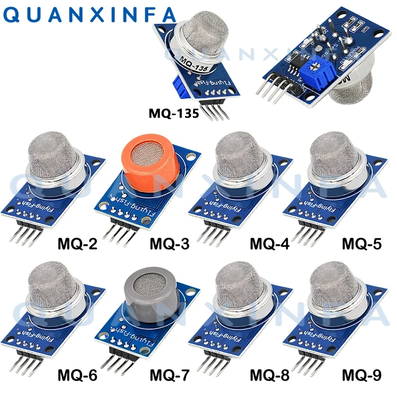 2PCS MQ-2 MQ-3 MQ-4 MQ-5 MQ-6 MQ-7 MQ-8 MQ-9 MQ-135 Sensor Module Detects Smoke methane liquid gas sensor module Arduino DIY