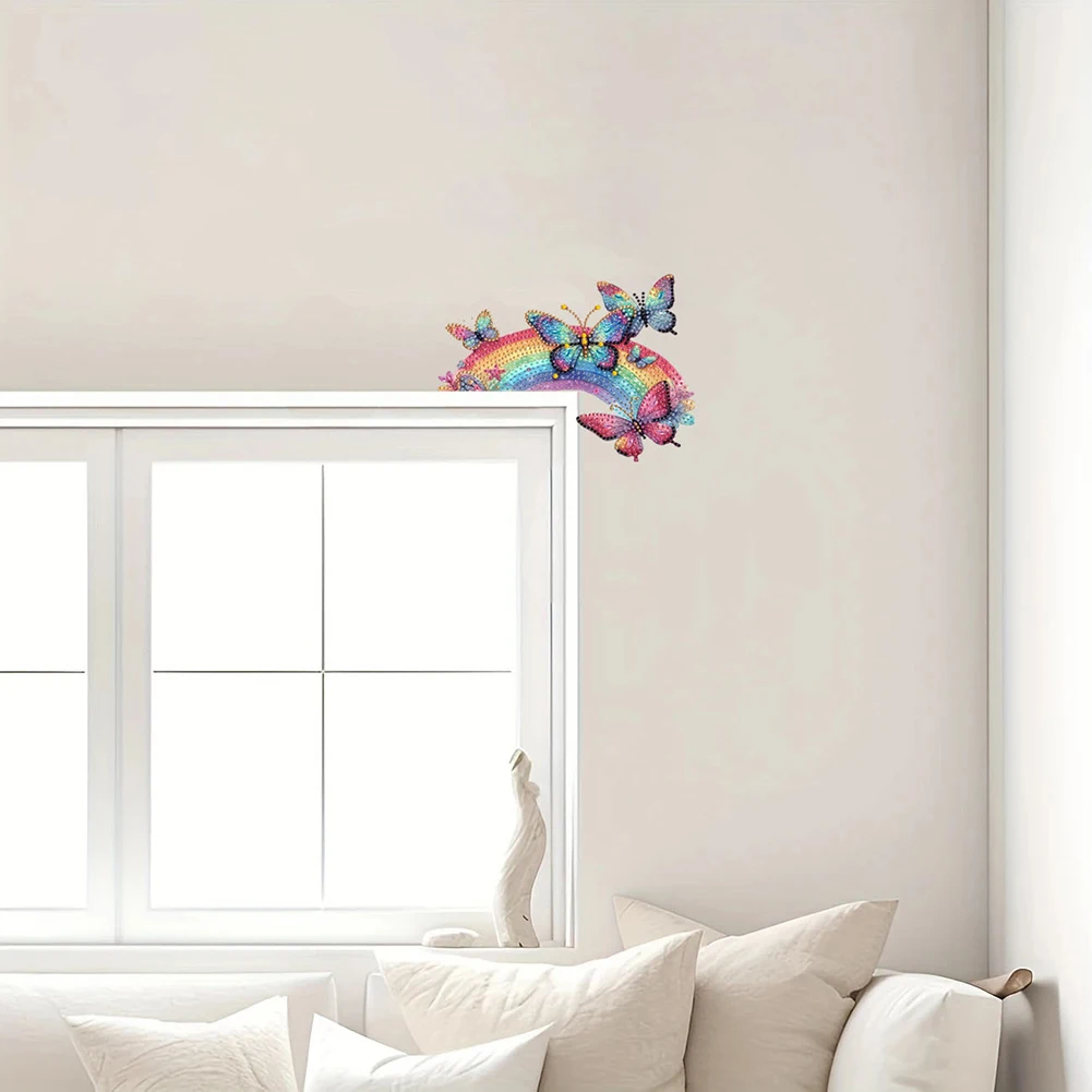 

Rainbow Butterfly 2D Flat Diamond Painting Door Corner Sign DIY Door Frame Decor