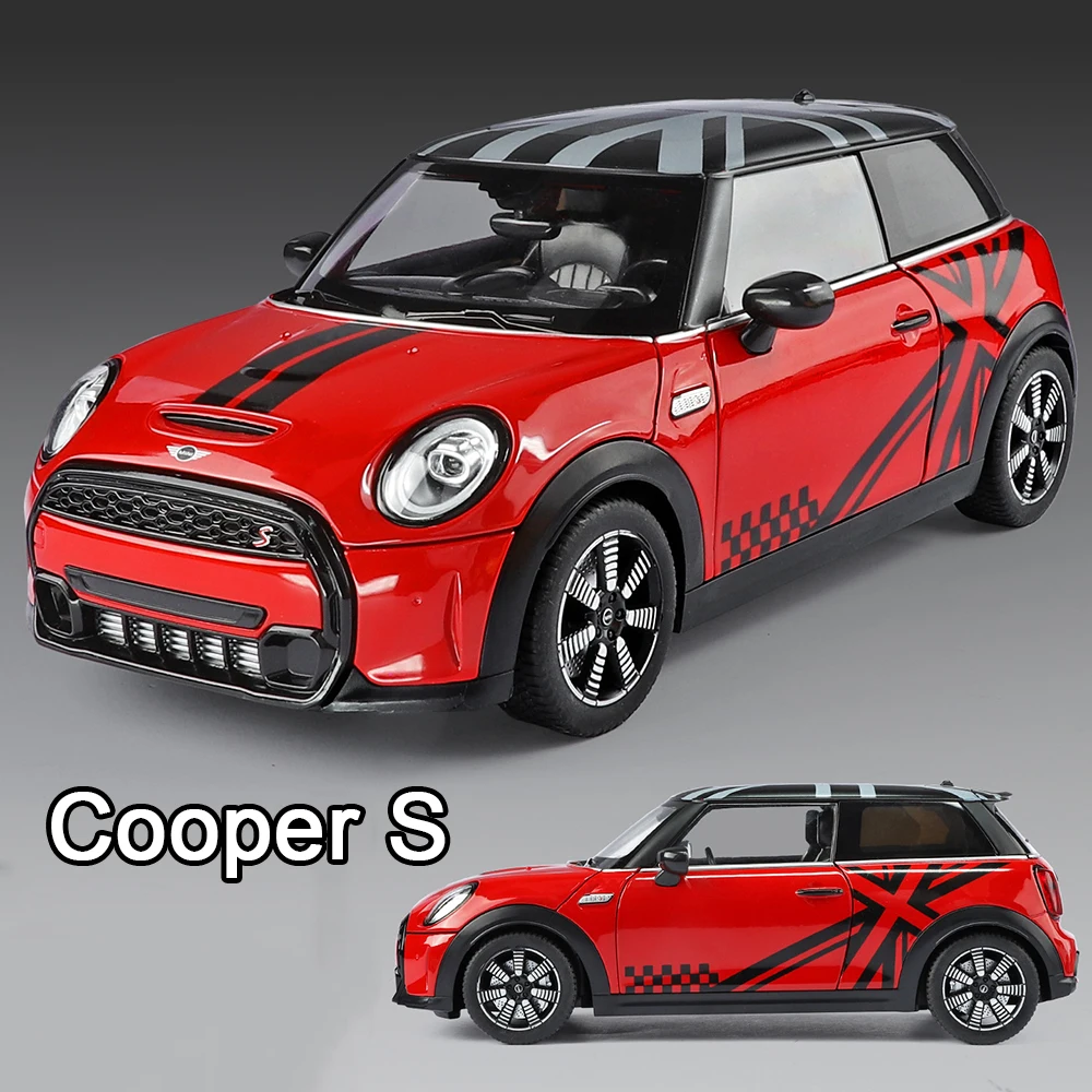 

Машинка-игрушка BMW Mini Cooper S, масштаб 1:18, литая под давлением, с амортизацией, миниатюрная модель, подарок для мальчиков